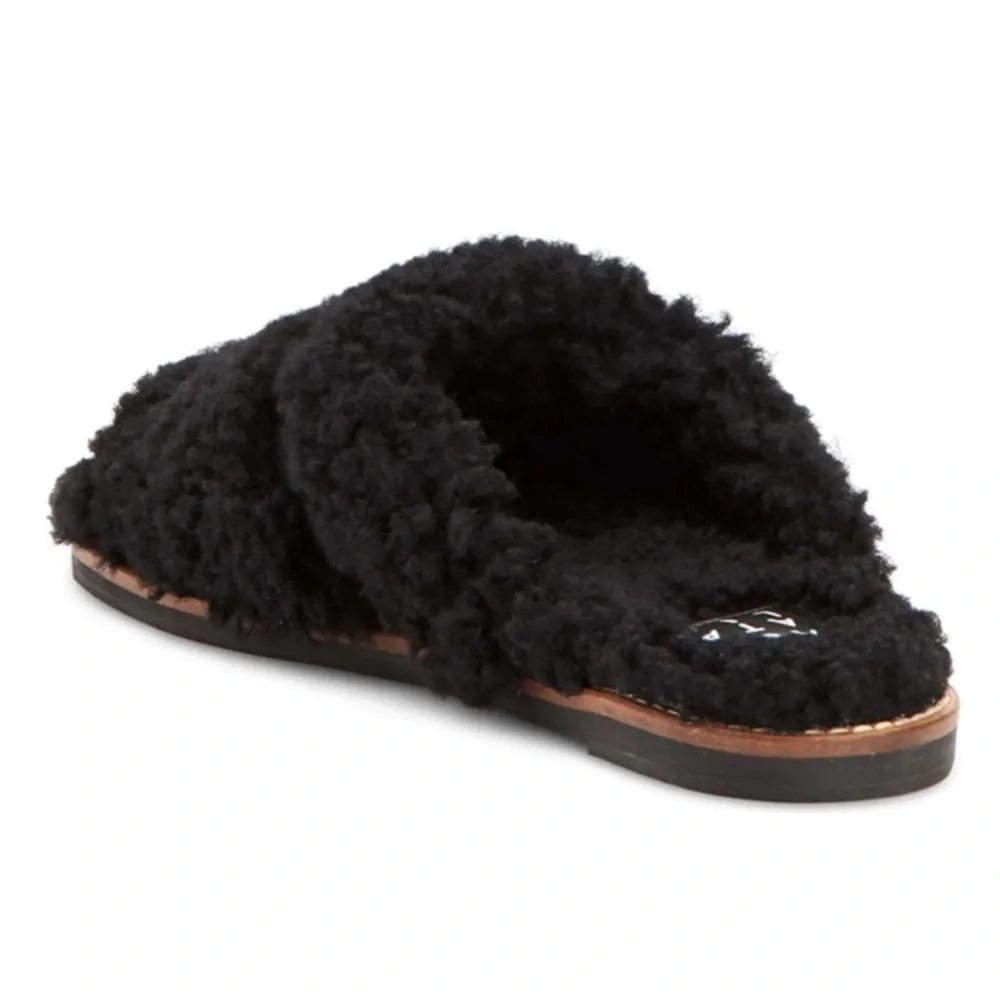 Aquatalia Alina Genuine Shearling & Leather Slipper Slide Sandal Mule Size 7.5 - Picture 2 of 9